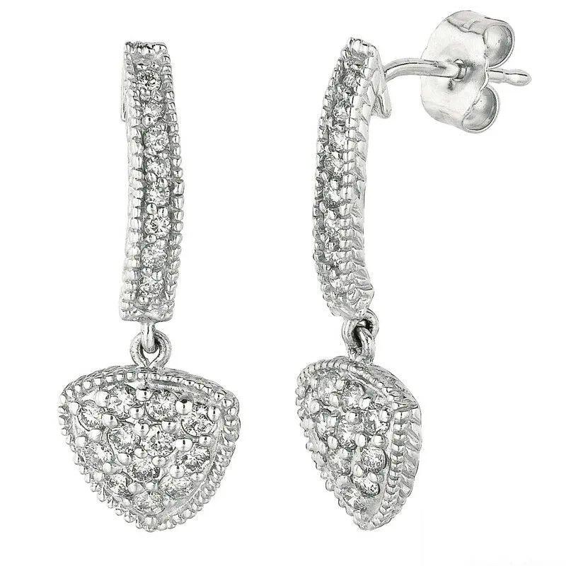 0.51 Carat Natural Diamond Drop Earrings G SI 14K White Gold