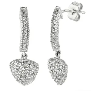 0.51 Carat Natural Diamond Drop Earrings G SI 14K White Gold