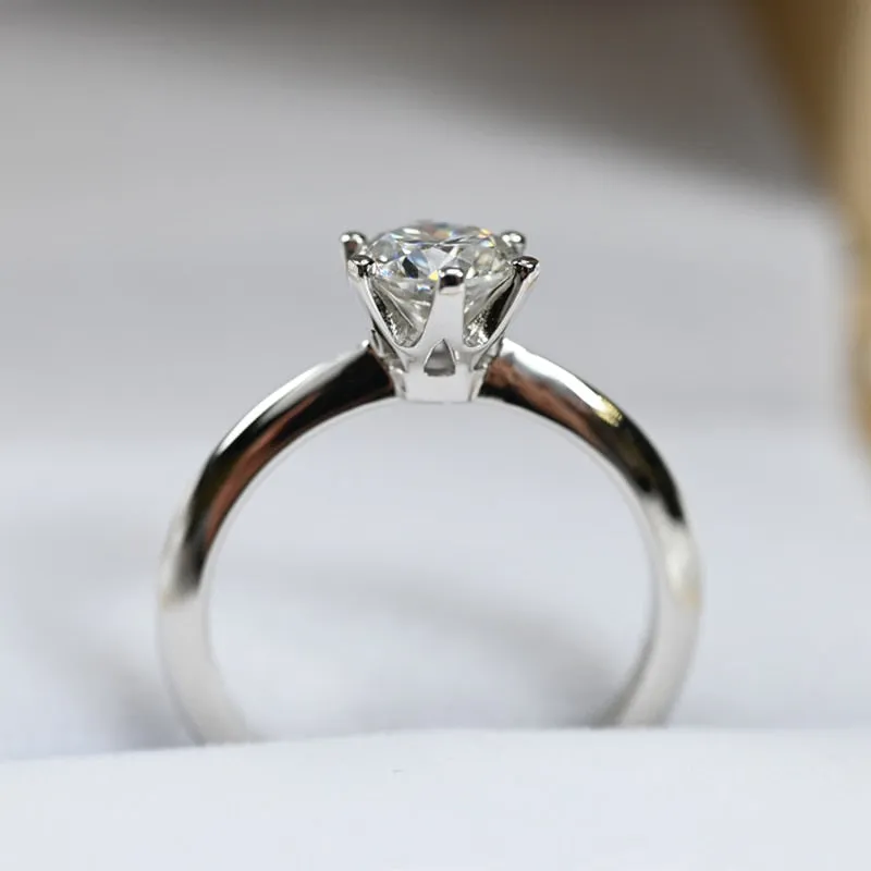 1 Ct Moissanite Wedding Ring For Women 18K White Gold Jewelry