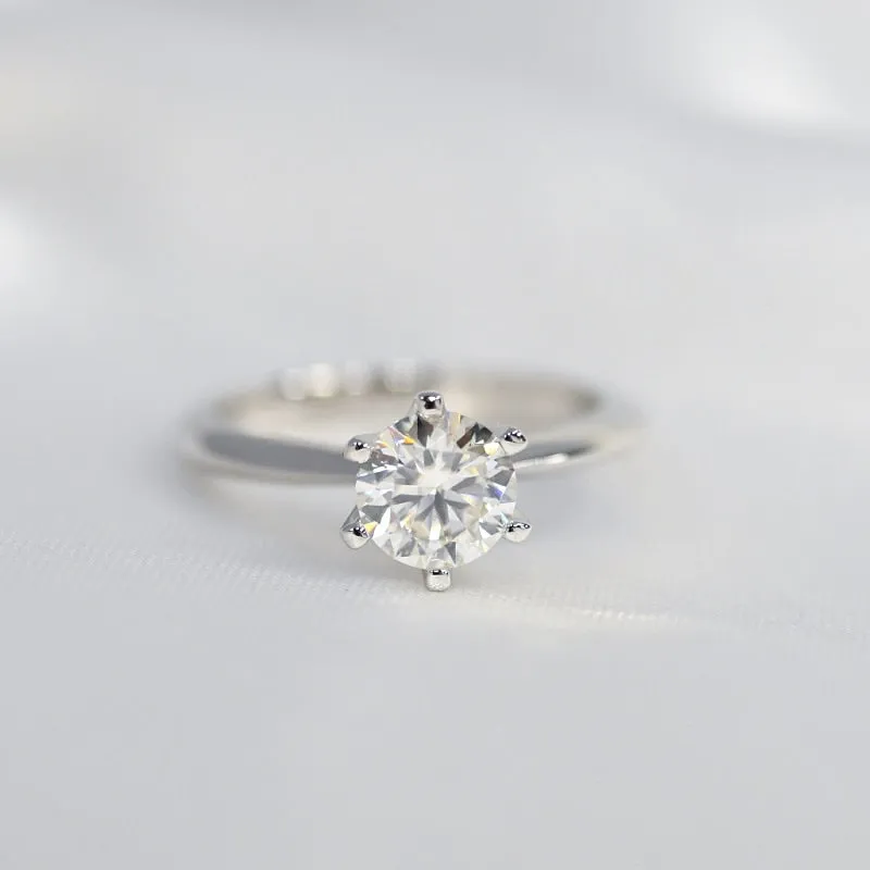 1 Ct Moissanite Wedding Ring For Women 18K White Gold Jewelry