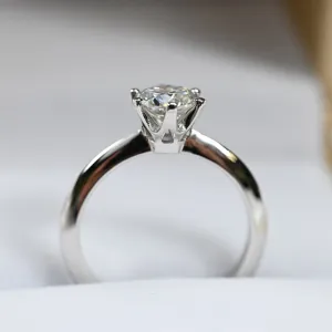 1 Ct Moissanite Wedding Ring For Women 18K White Gold Jewelry