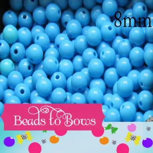 100 8mm Turquoise Bubblegum beads Chunky Beads Round Beads Solid Acrylic Beads Bubble Gum Beads Bubblegum Beads Bottlecap Beads