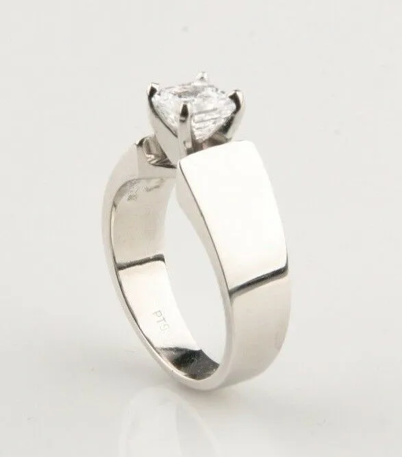 1.00 Carat Emerald Cut Diamond Solitaire Platinum Engagement Ring Size 5.5 EGL