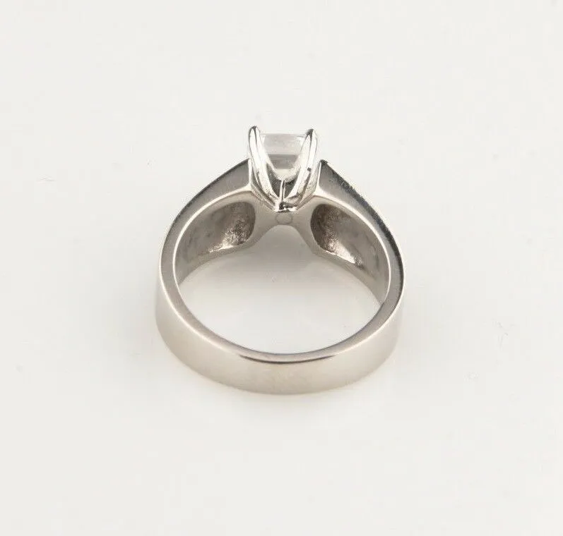 1.00 Carat Emerald Cut Diamond Solitaire Platinum Engagement Ring Size 5.5 EGL