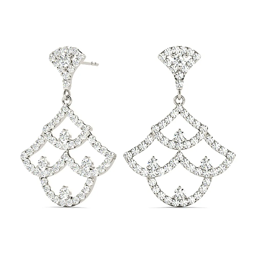 1.00 ctw Diamond Drop Earrings Modern Cocktail Style