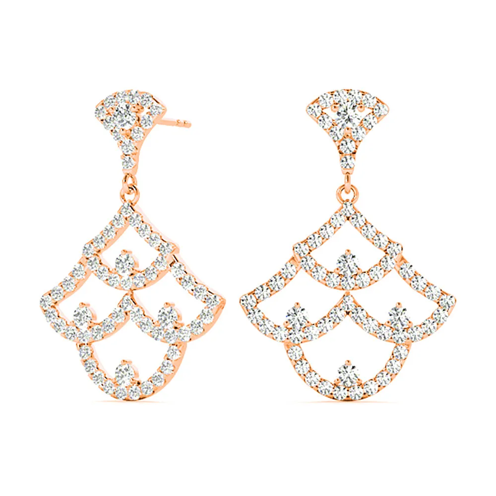 1.00 ctw Diamond Drop Earrings Modern Cocktail Style