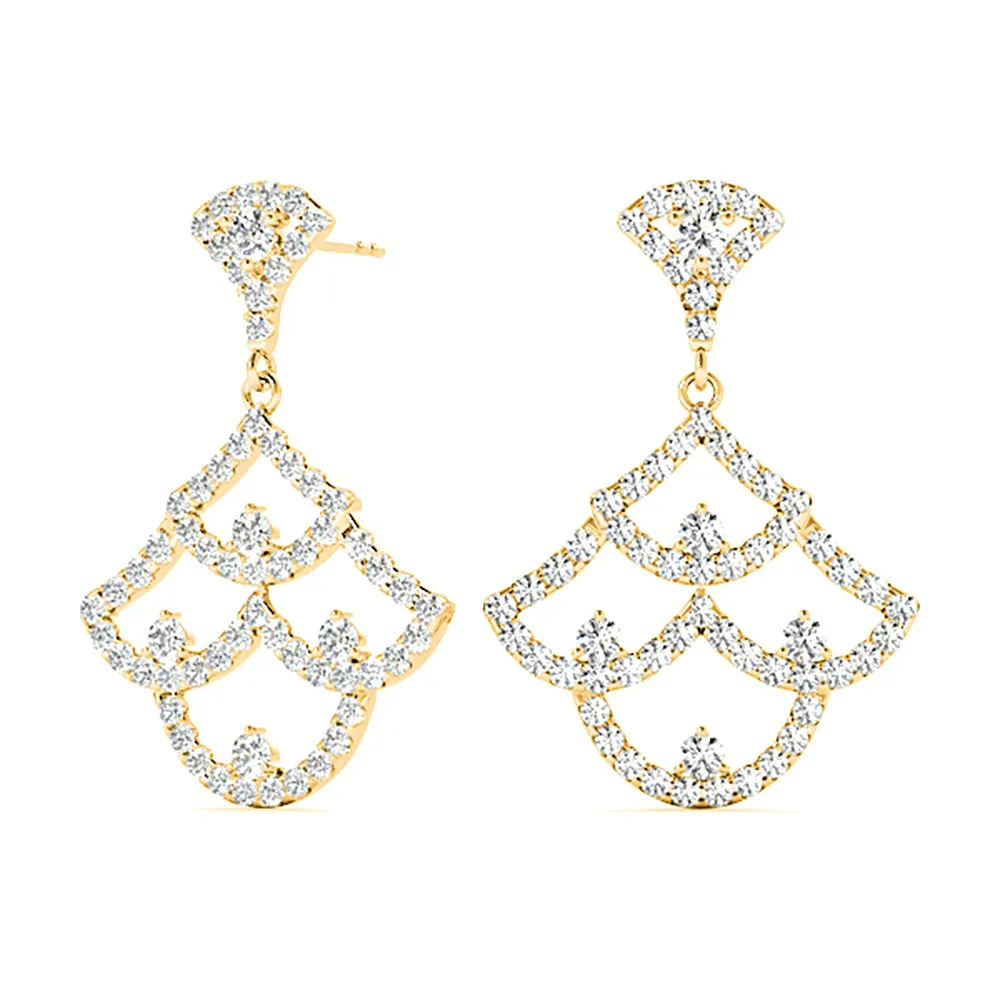 1.00 ctw Diamond Drop Earrings Modern Cocktail Style