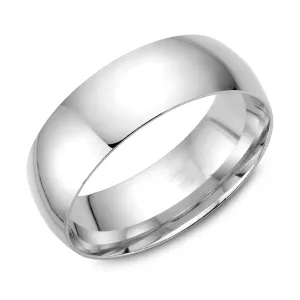 (10K, 14K, 18K) White Gold (7mm) Dome Band