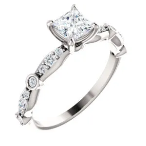 10K White 4.5 mm Square I2 Engagement Ring