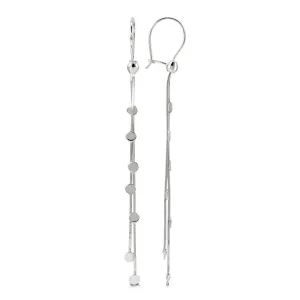 10K White Gold Diamond Cut Dangle Earrings
