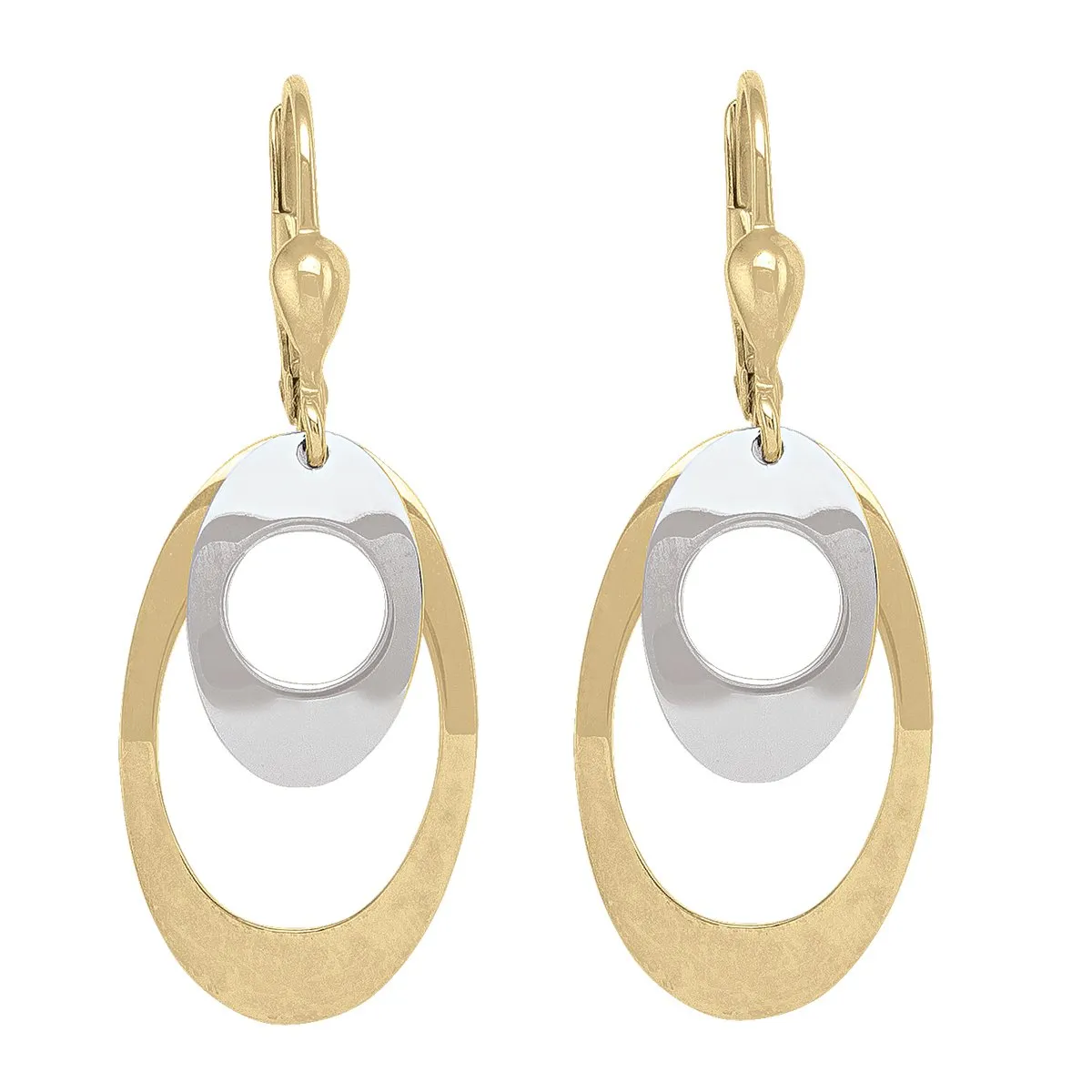 10K Yellow and White Gold Dangle Earrings