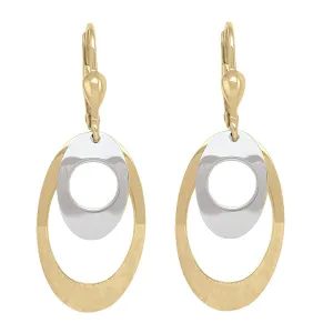 10K Yellow and White Gold Dangle Earrings