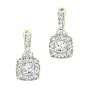 10K Yellow Gold Round Diamond Dangle Earrings 3/8 Cttw