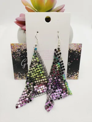 1106 Irridescent Sparkly Dangle Earrings