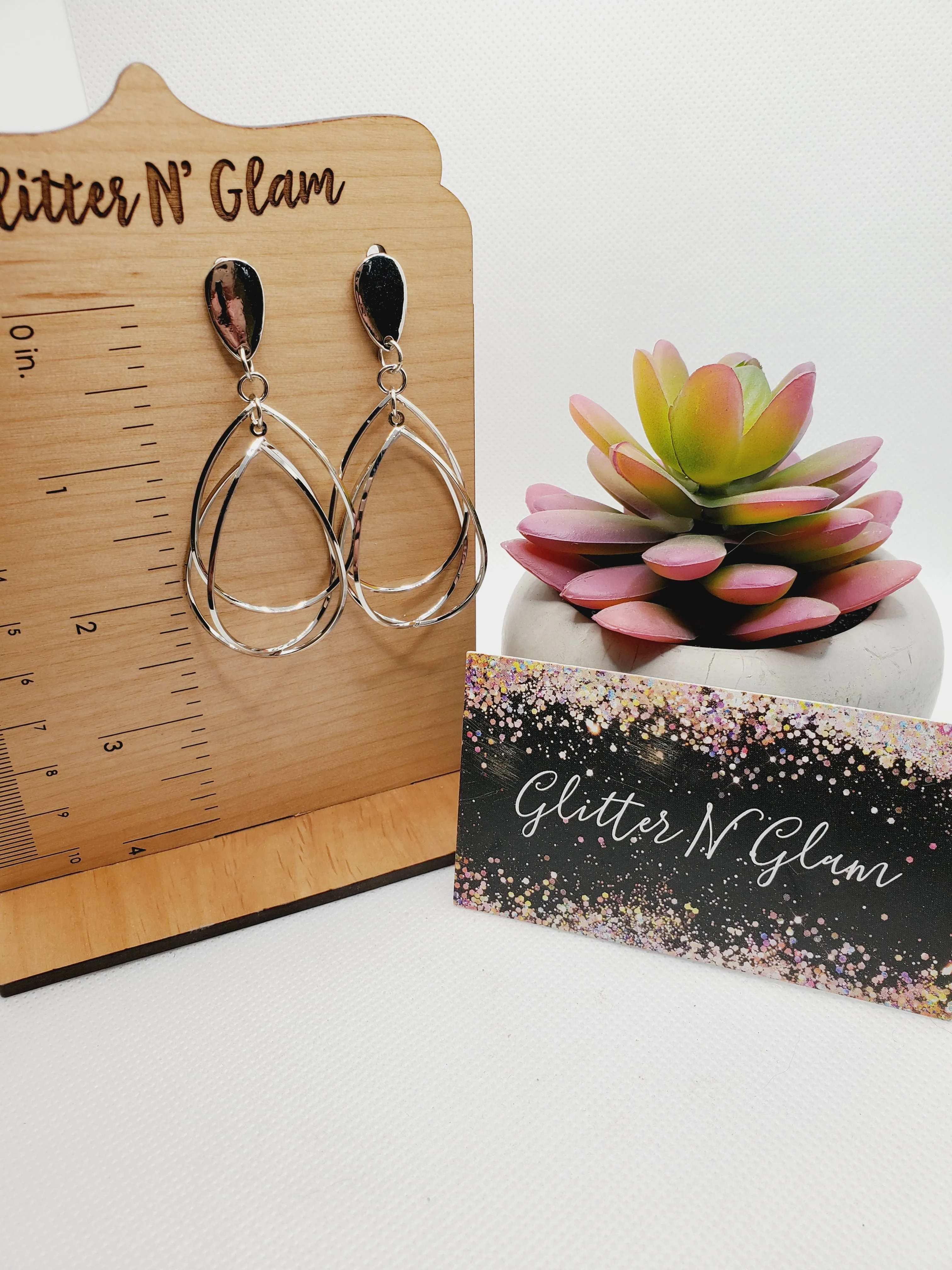 1123 Silver Multiple Oval Dangle Earrings
