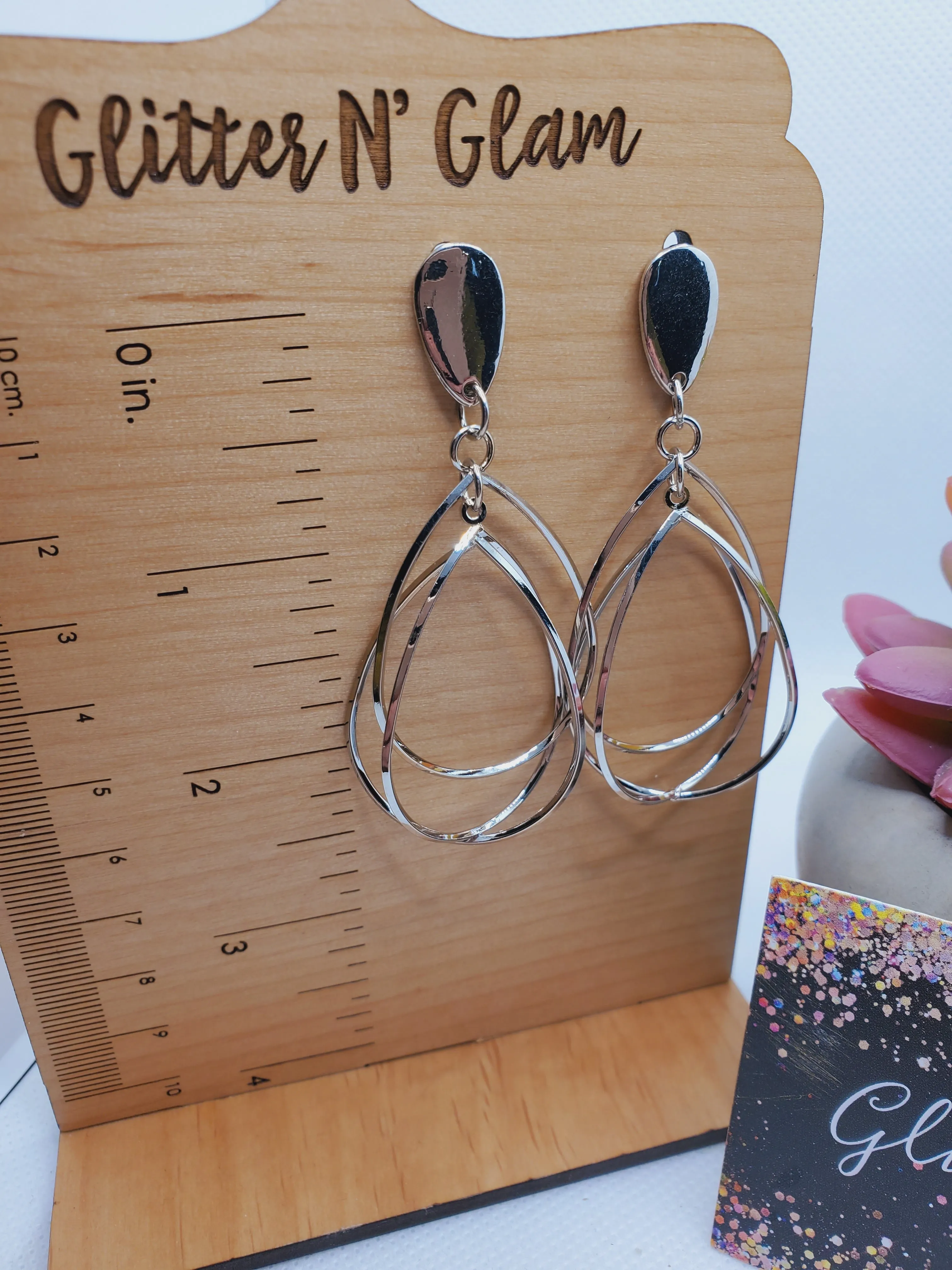 1123 Silver Multiple Oval Dangle Earrings