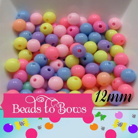 12mm Bubblegum Beads, Chunky Necklace Beads, Acrylic Bubblegum Beads, Bubble Gum Beads, Chunky Bead Supply, Chunky 12mm Bead With 3mm Hole