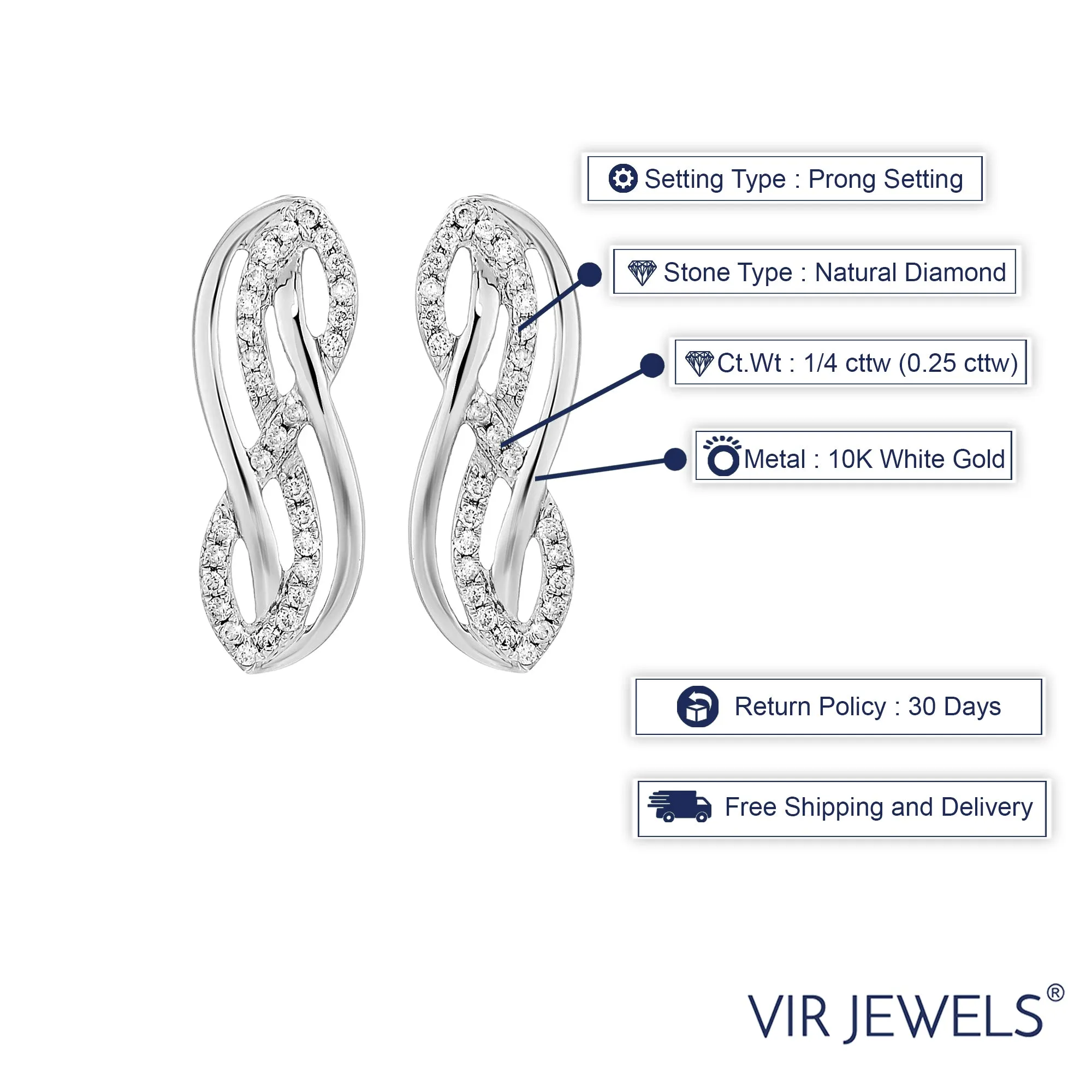 1/4 cttw Diamond Infinity Dangle Earrings in 10K White Gold