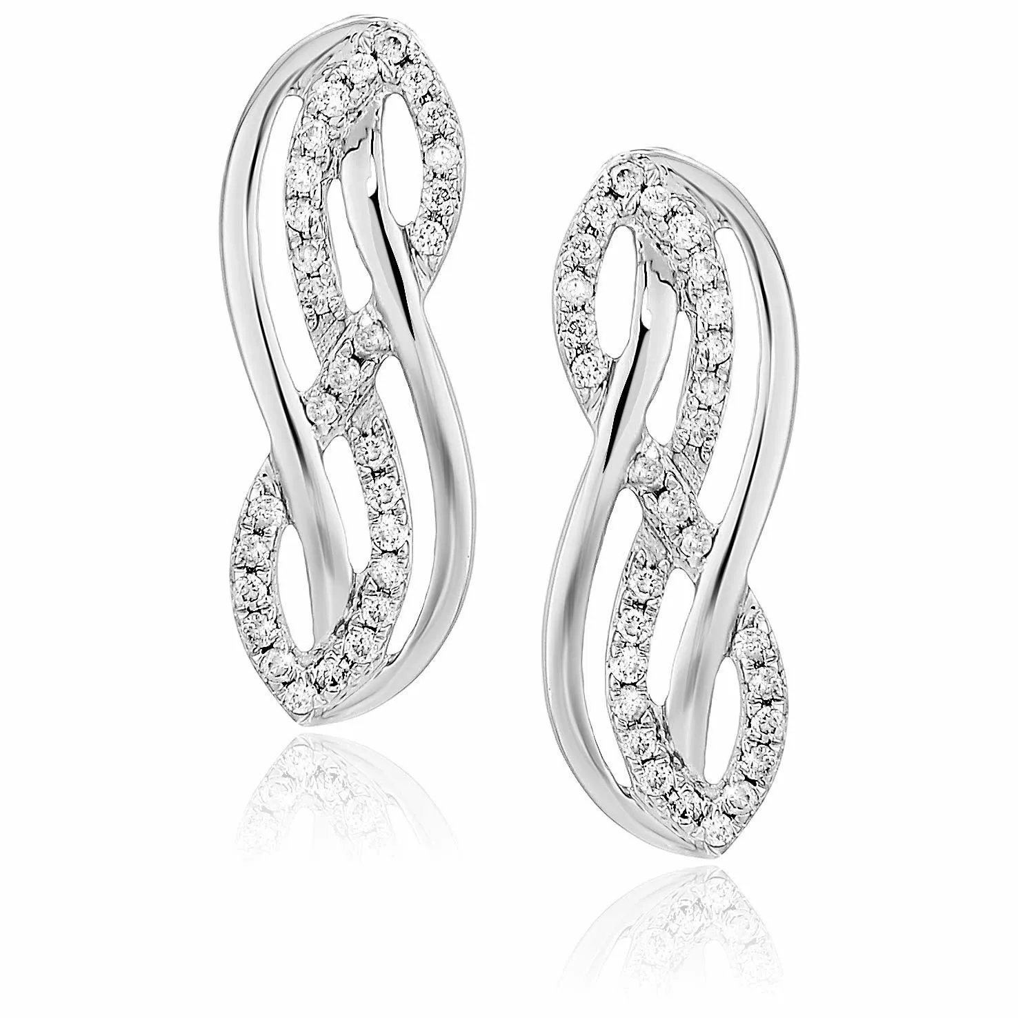 1/4 cttw Diamond Infinity Dangle Earrings in 10K White Gold