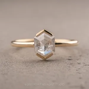1.41 Carat Icy White Hexagon Diamond Engagement Ring, Charlize Setting, 14k Yellow Gold