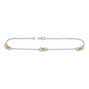 14K & Silver Stationed Circles Anklet