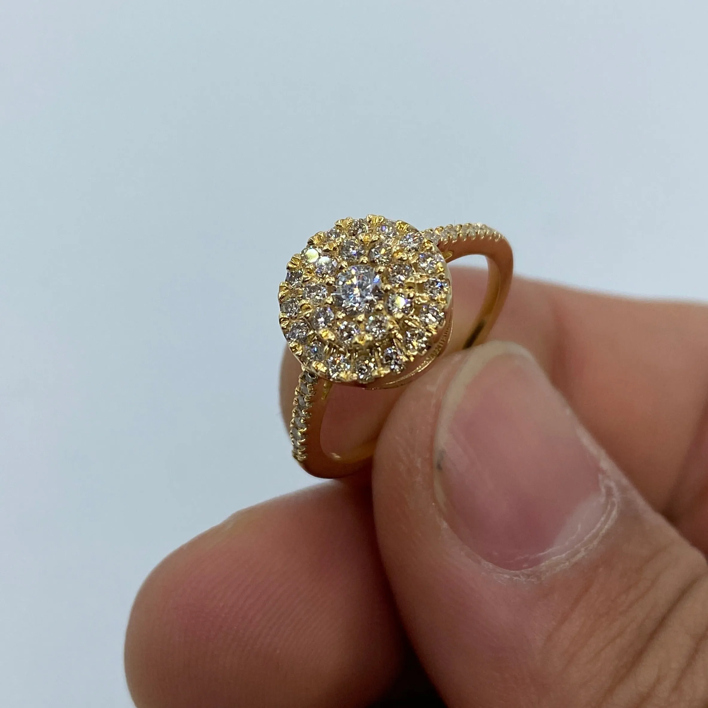 14K Circle Thin Band Diamond Engagement Ring