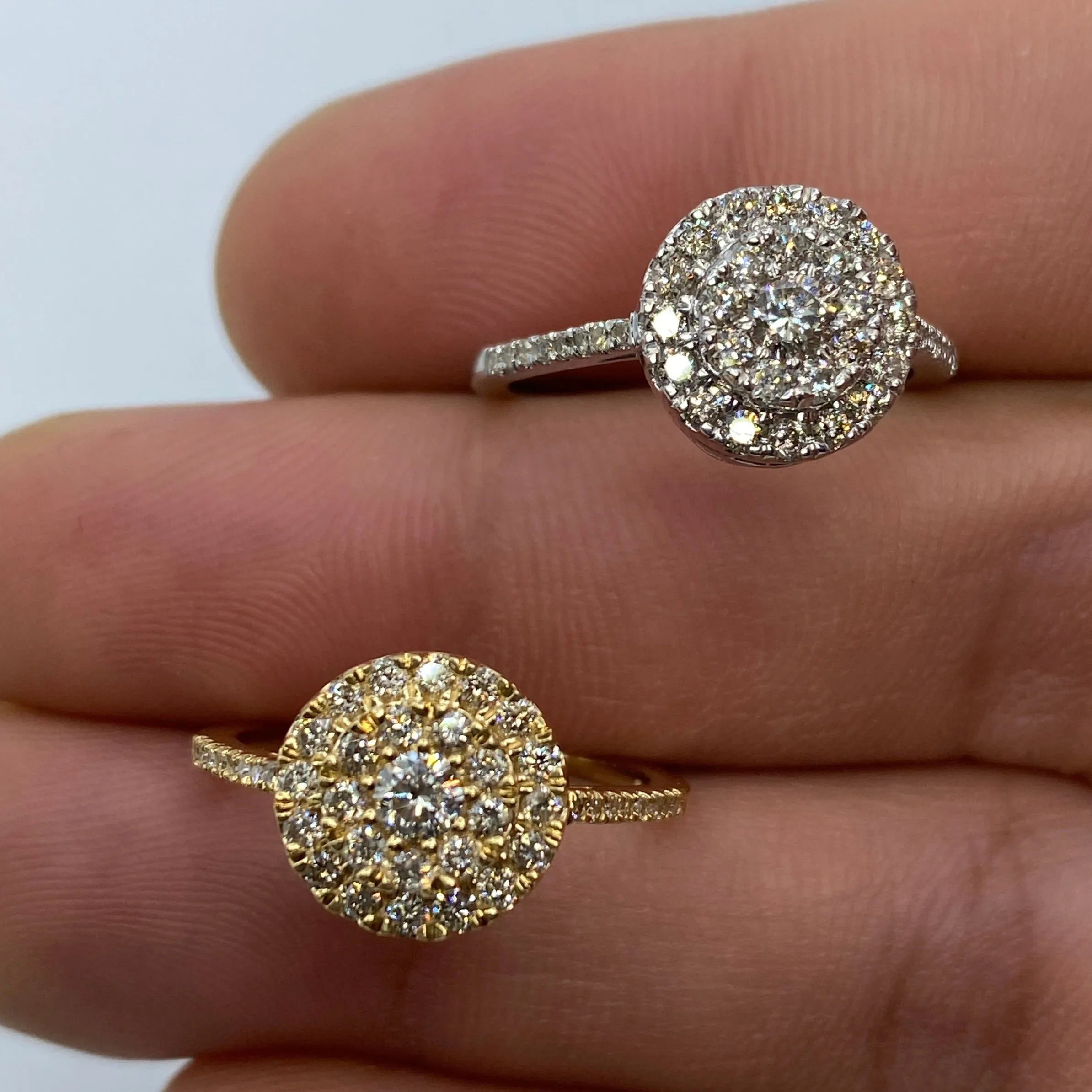 14K Circle Thin Band Diamond Engagement Ring
