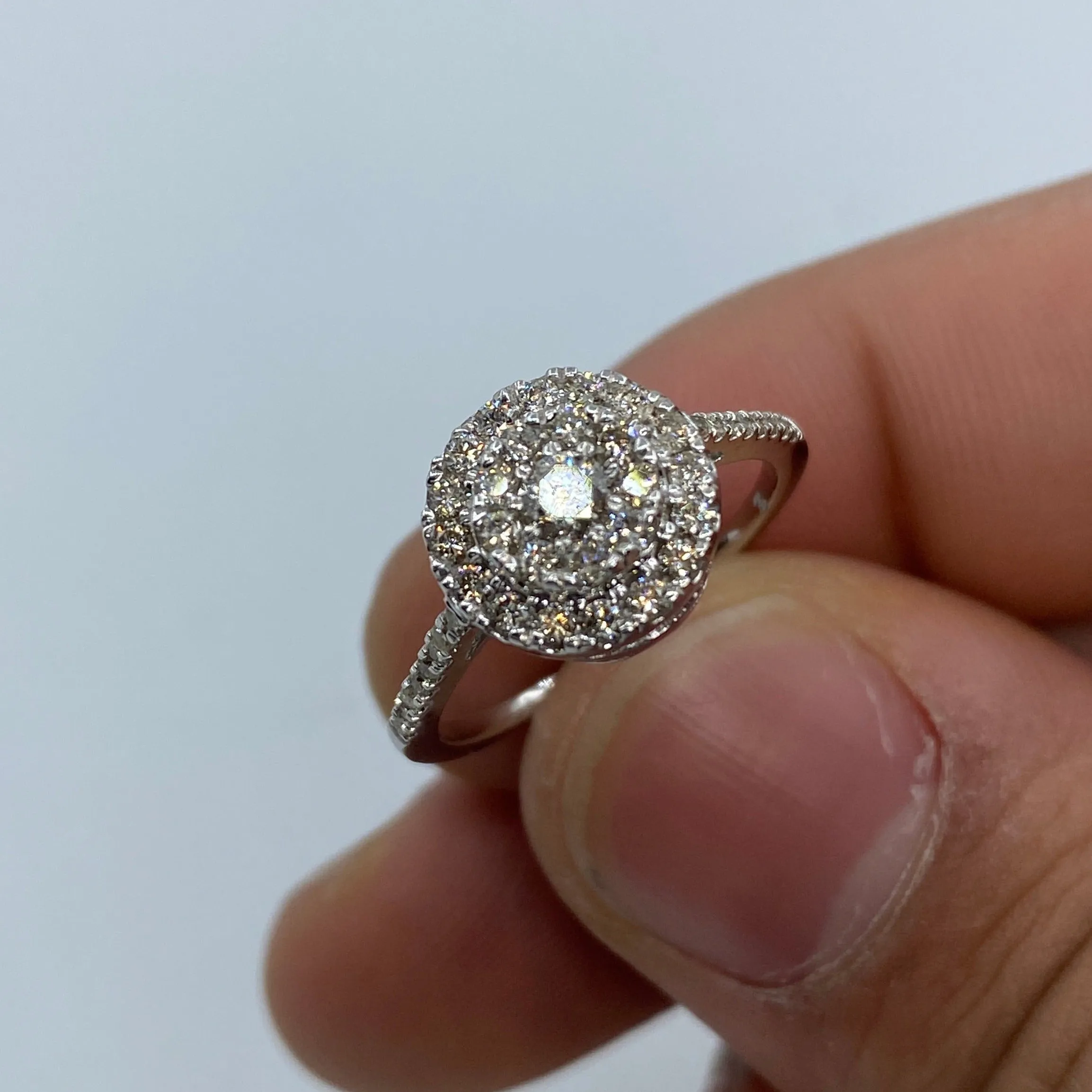 14K Circle Thin Band Diamond Engagement Ring