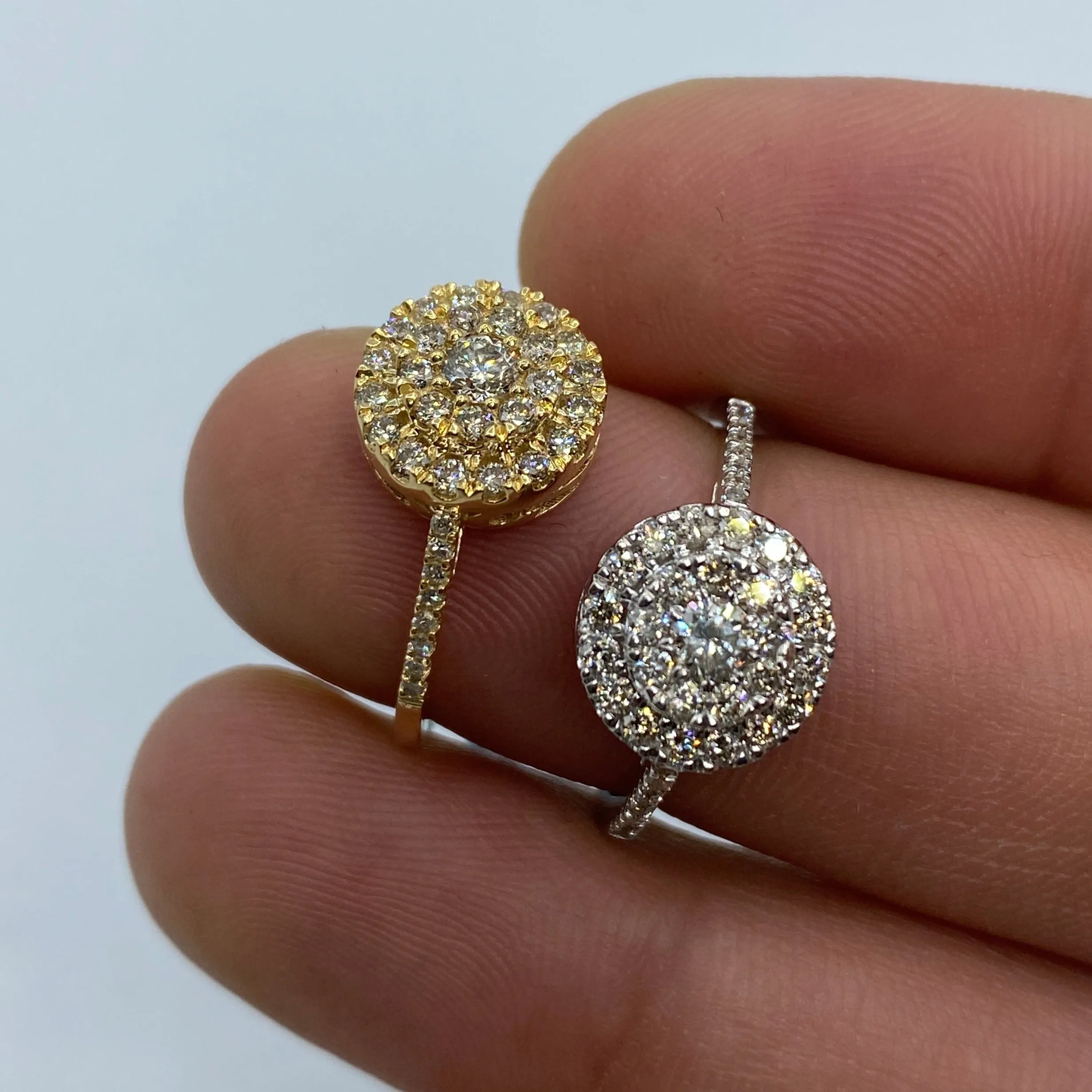 14K Circle Thin Band Diamond Engagement Ring
