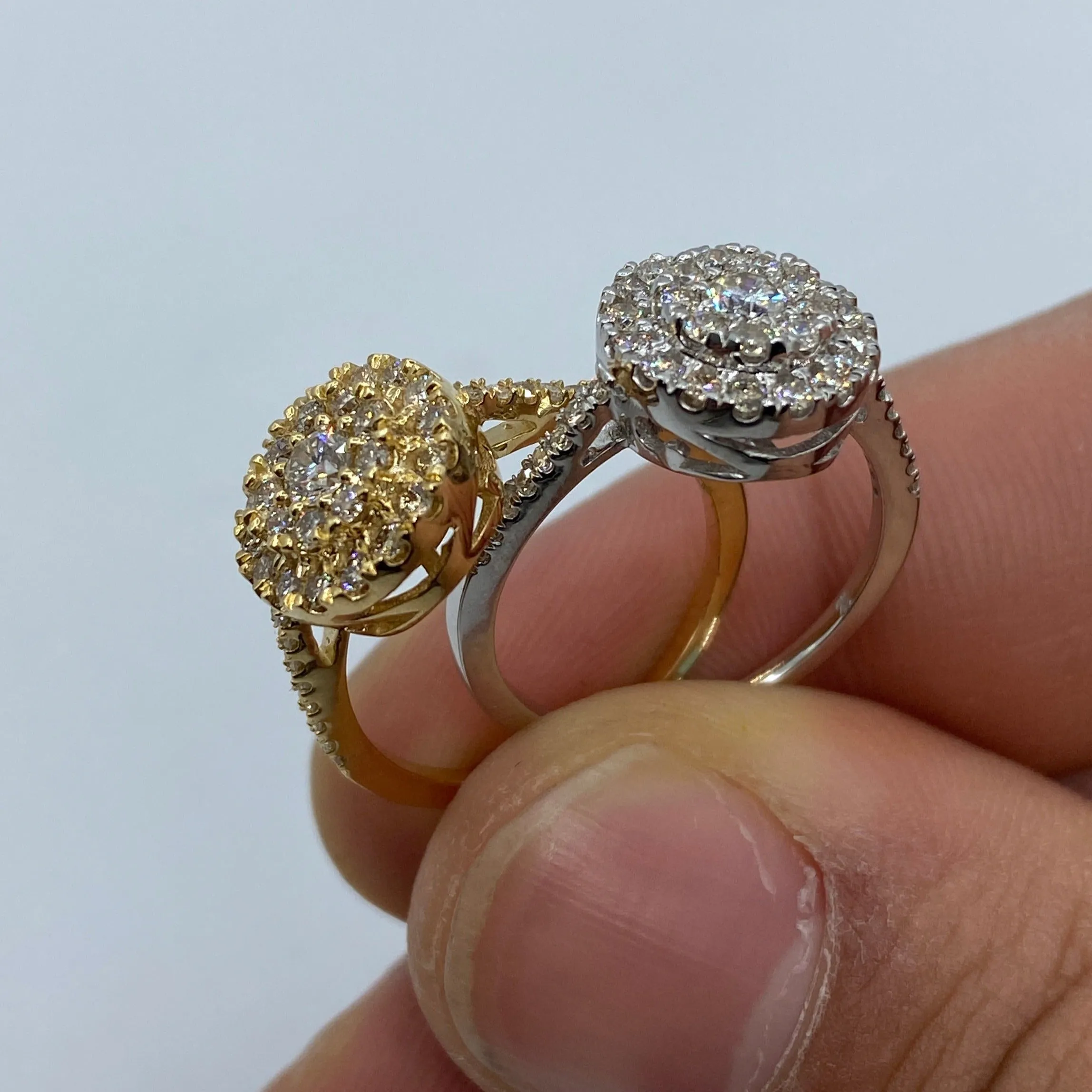 14K Circle Thin Band Diamond Engagement Ring