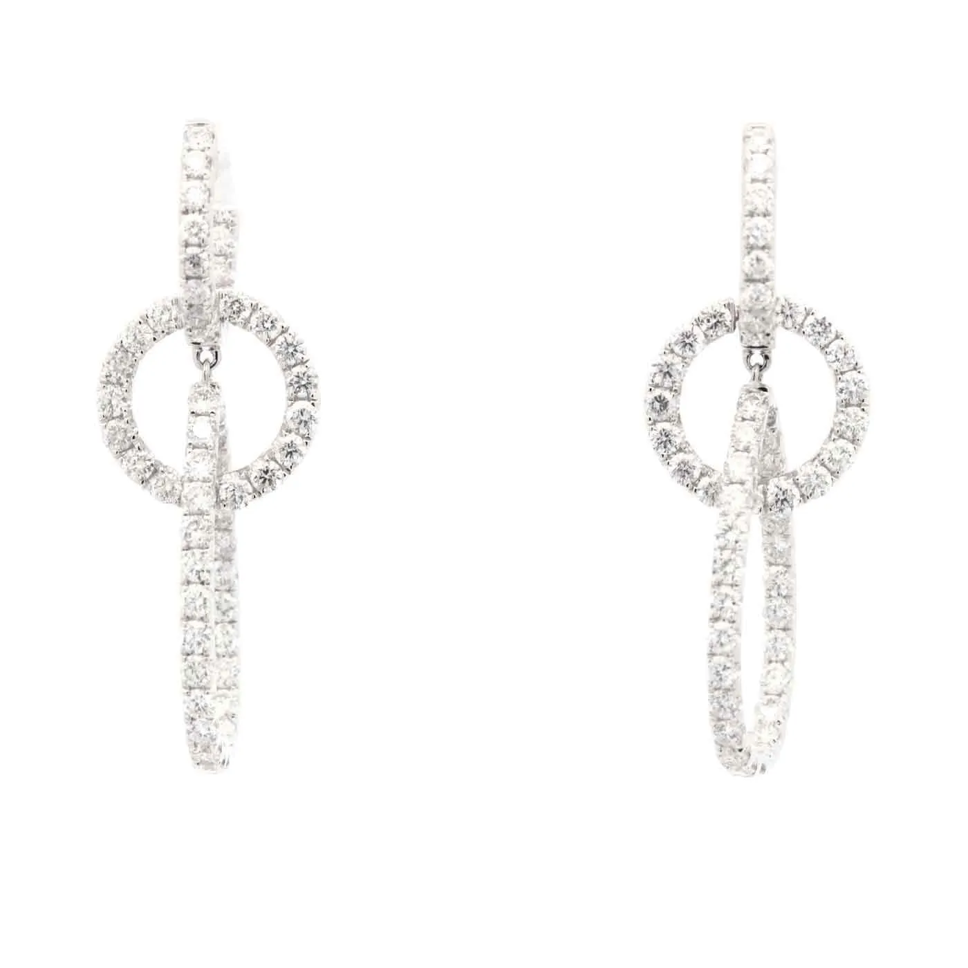 14K Diamond Dangle hoop earrings