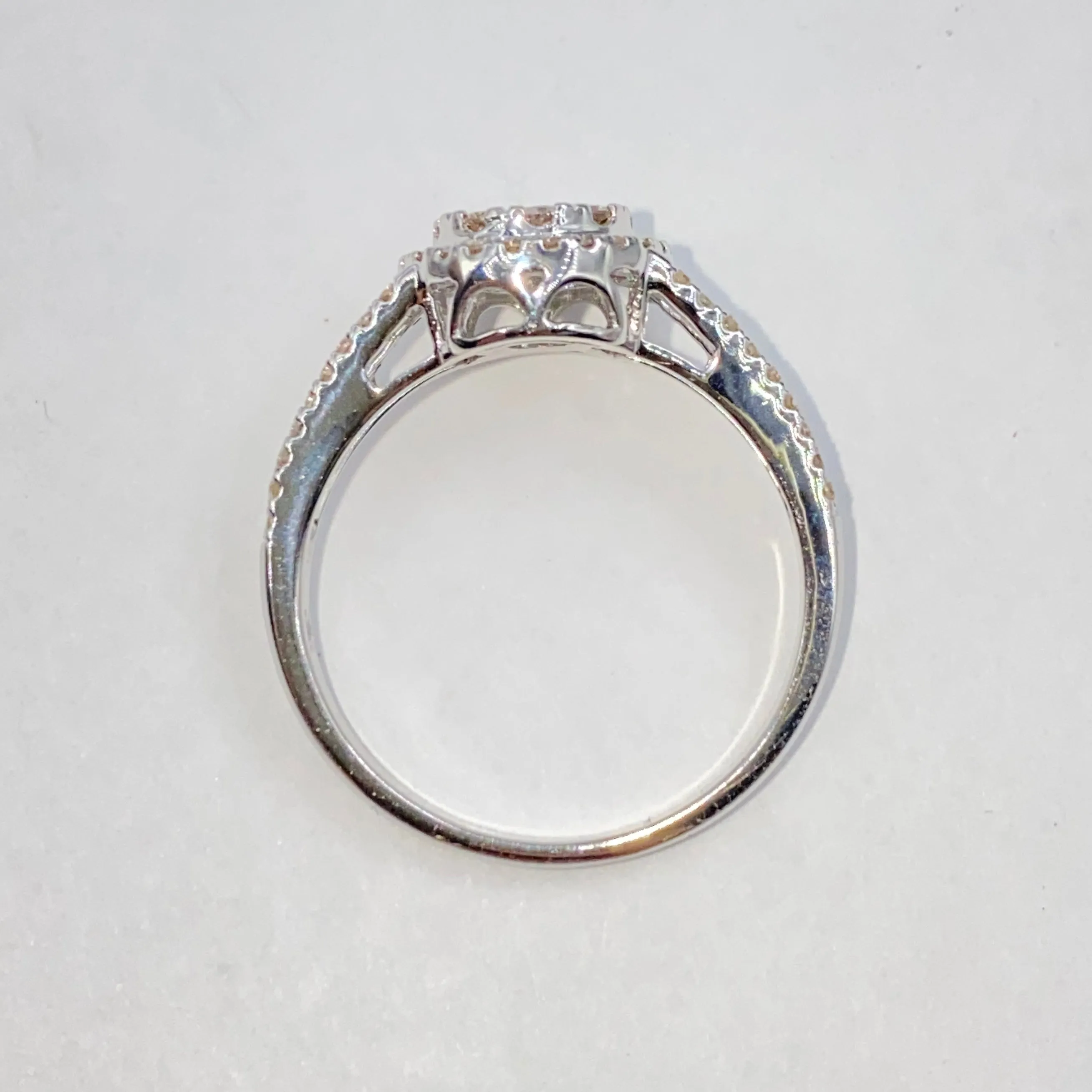 14K Double Halo Circle Diamond Engagement Ring
