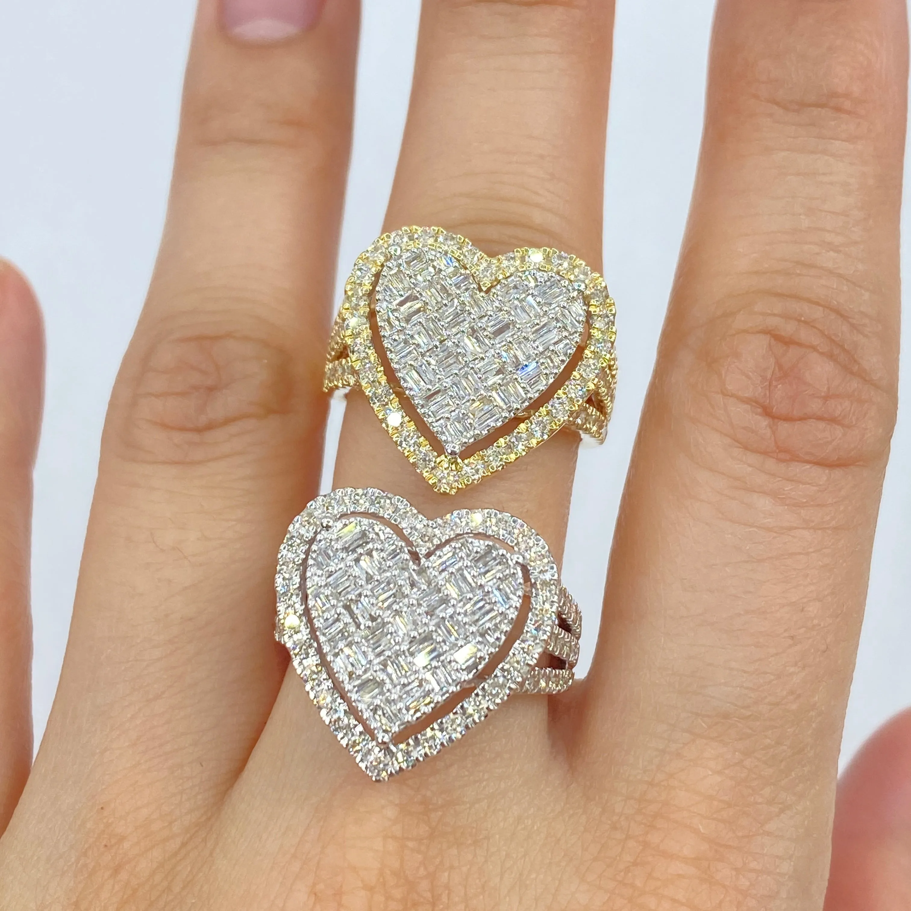 14K Full Heart Diamond Baguette Ring