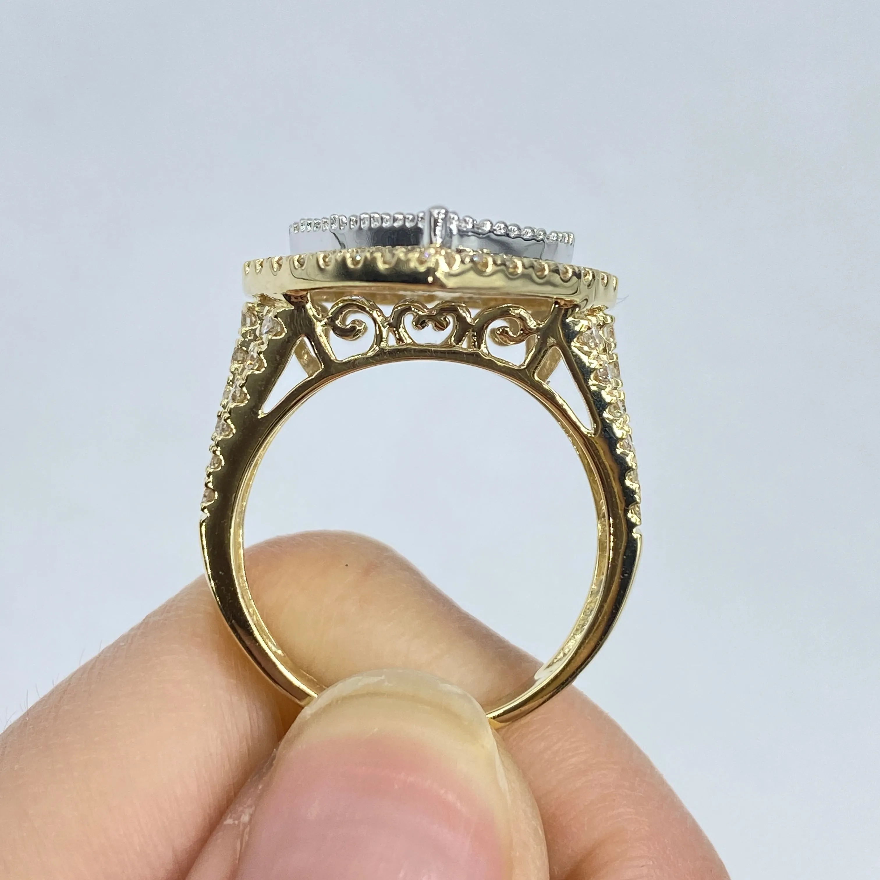 14K Full Heart Diamond Baguette Ring