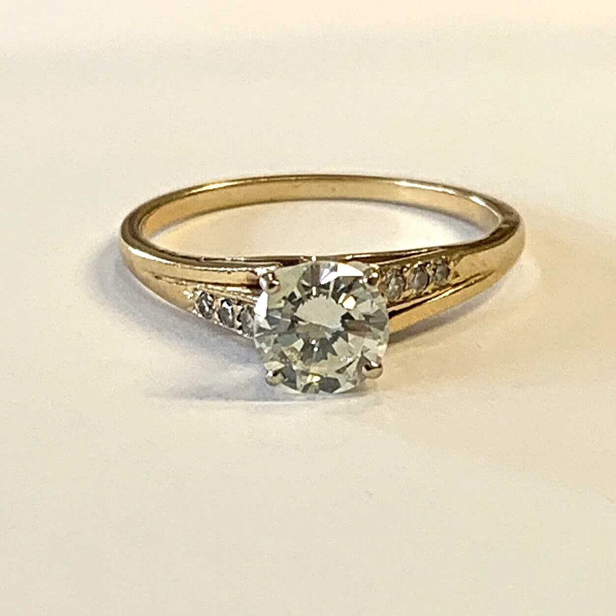 14k Gold Diamond Solitaire Engagement Ring .80ct Size 7