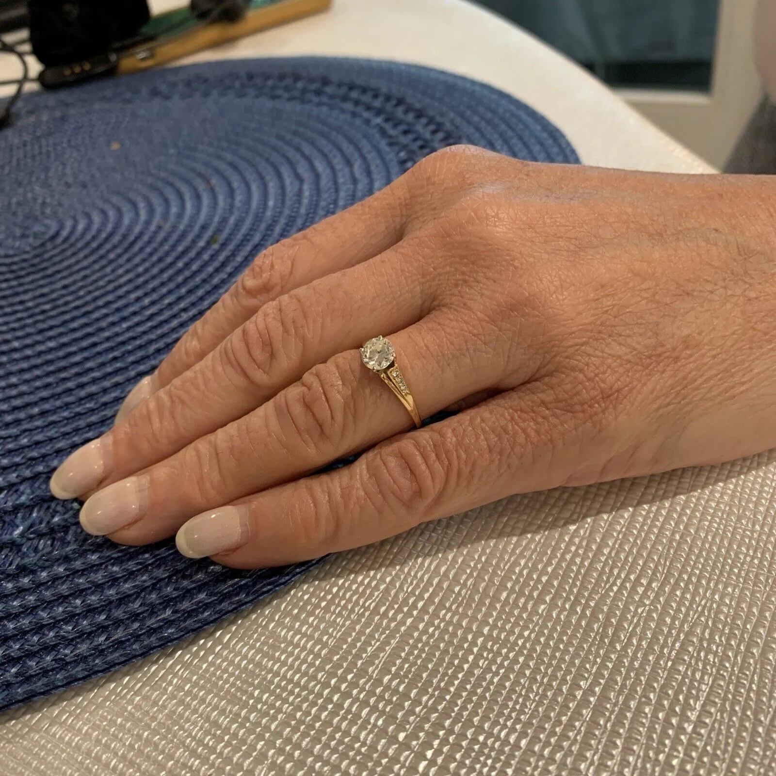 14k Gold Diamond Solitaire Engagement Ring .80ct Size 7