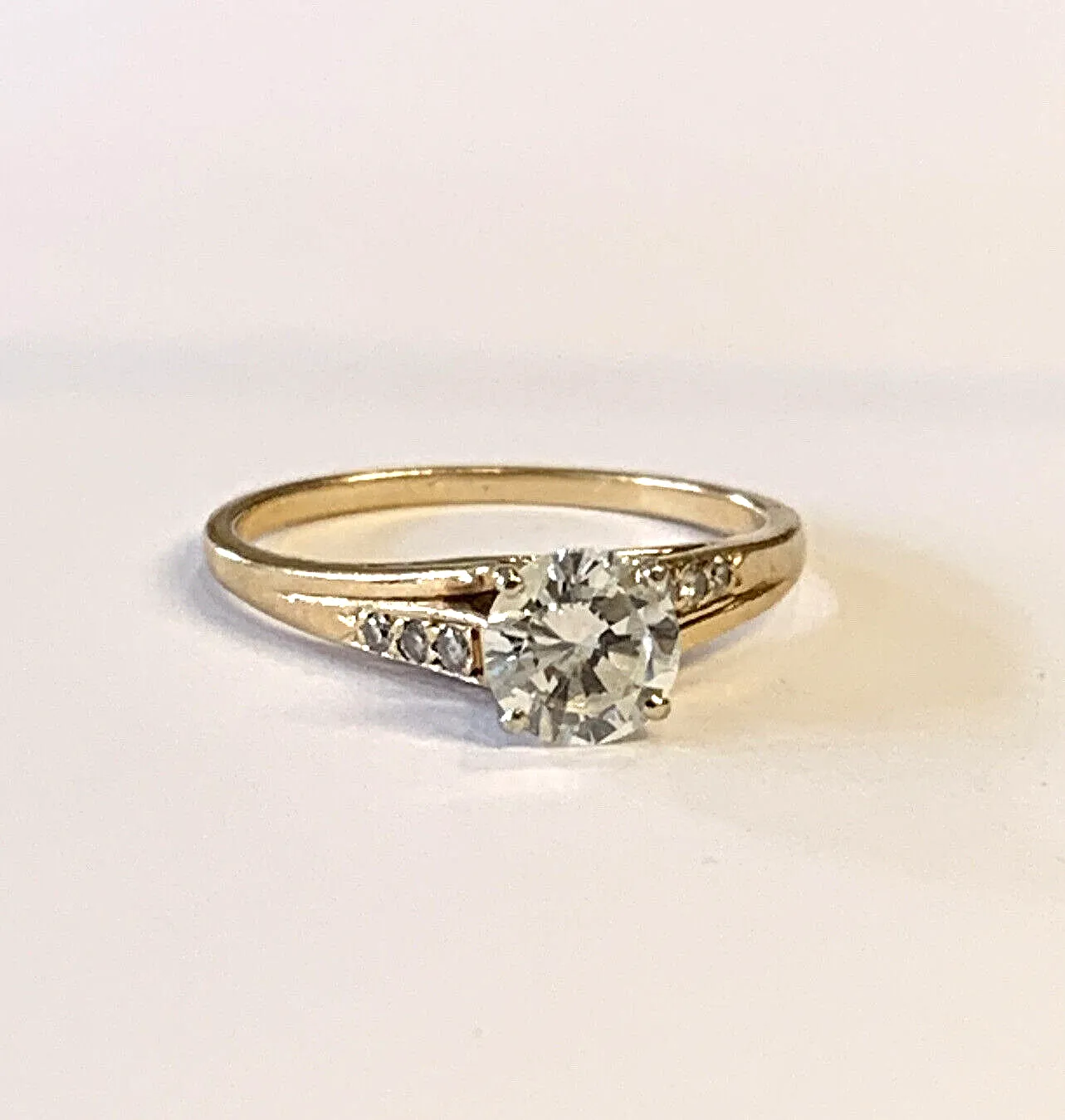 14k Gold Diamond Solitaire Engagement Ring .80ct Size 7