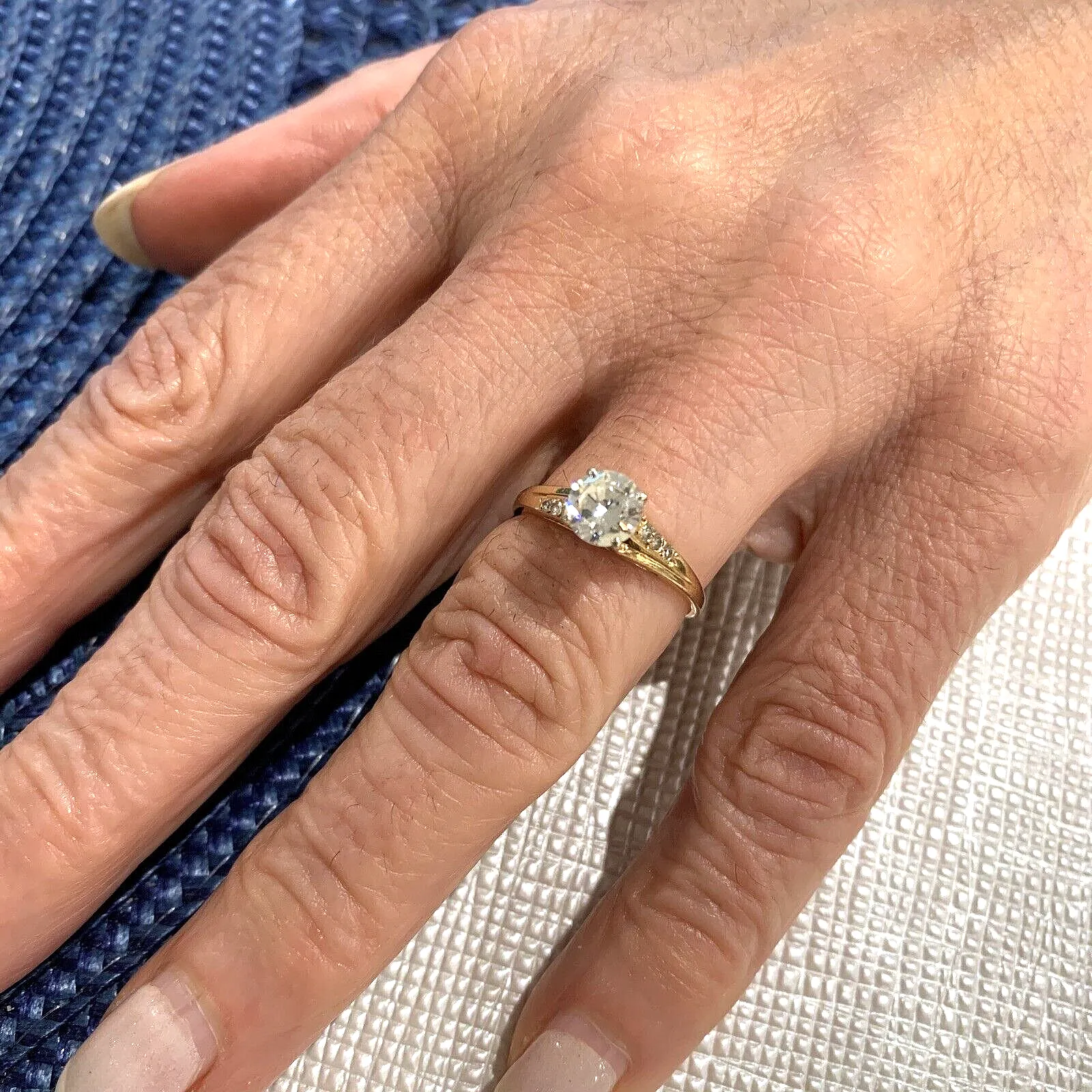 14k Gold Diamond Solitaire Engagement Ring .80ct Size 7