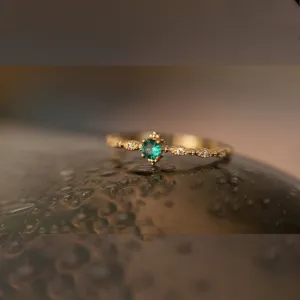 14k Gold Emerald Ring 925 Sterling Silver Women Wedding Jewelry