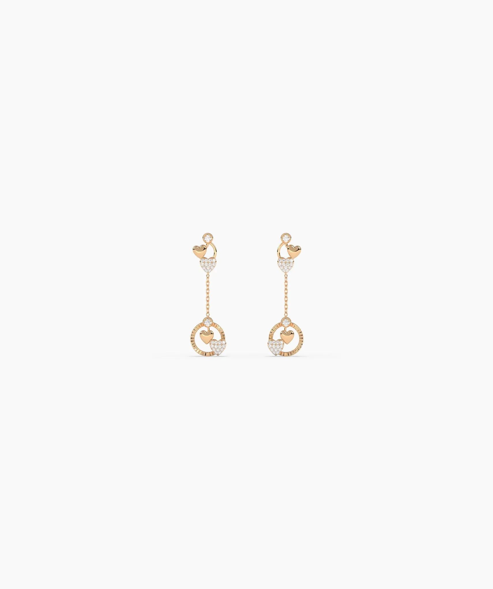 14K Gold Heart Charm Earrings