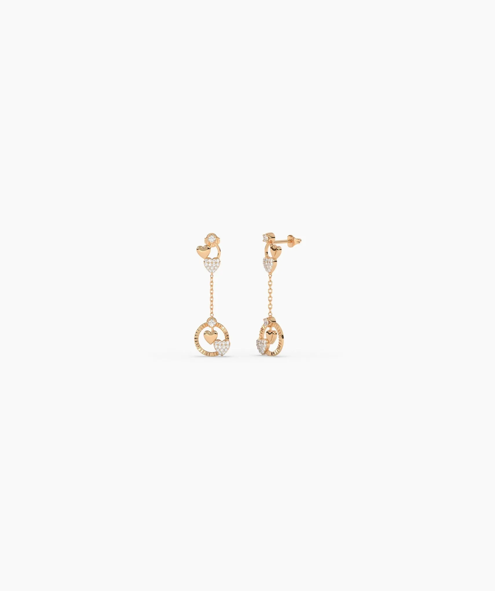 14K Gold Heart Charm Earrings