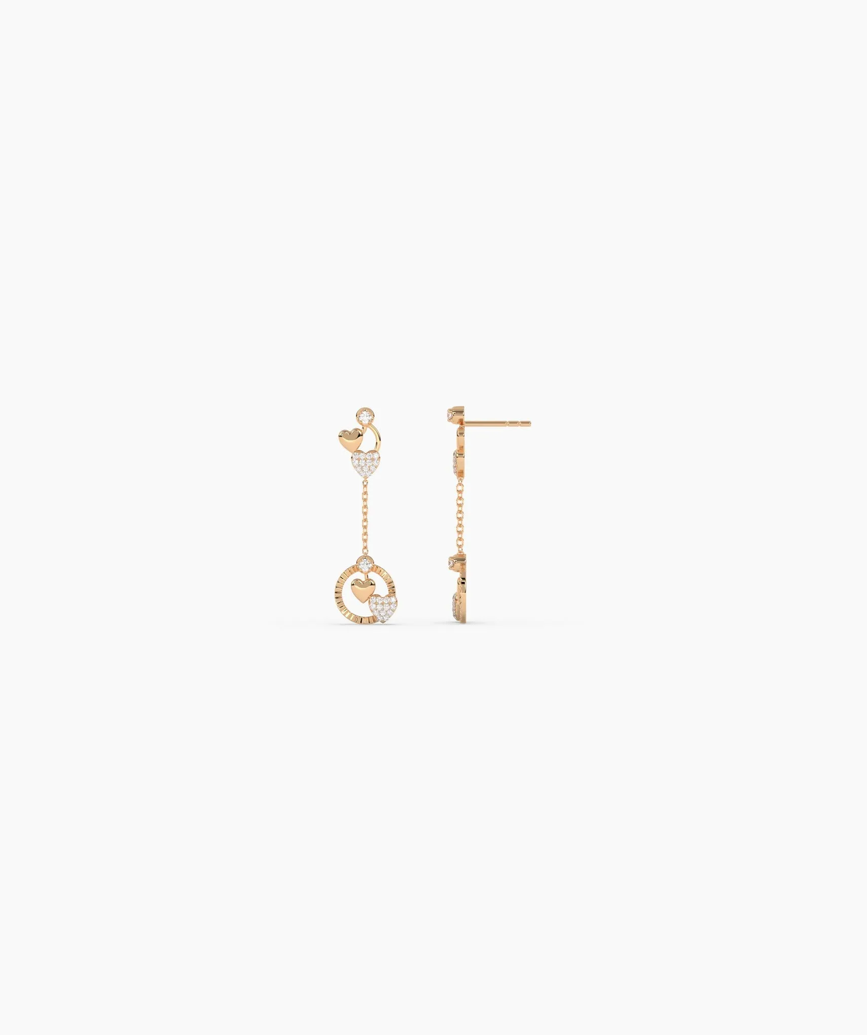 14K Gold Heart Charm Earrings