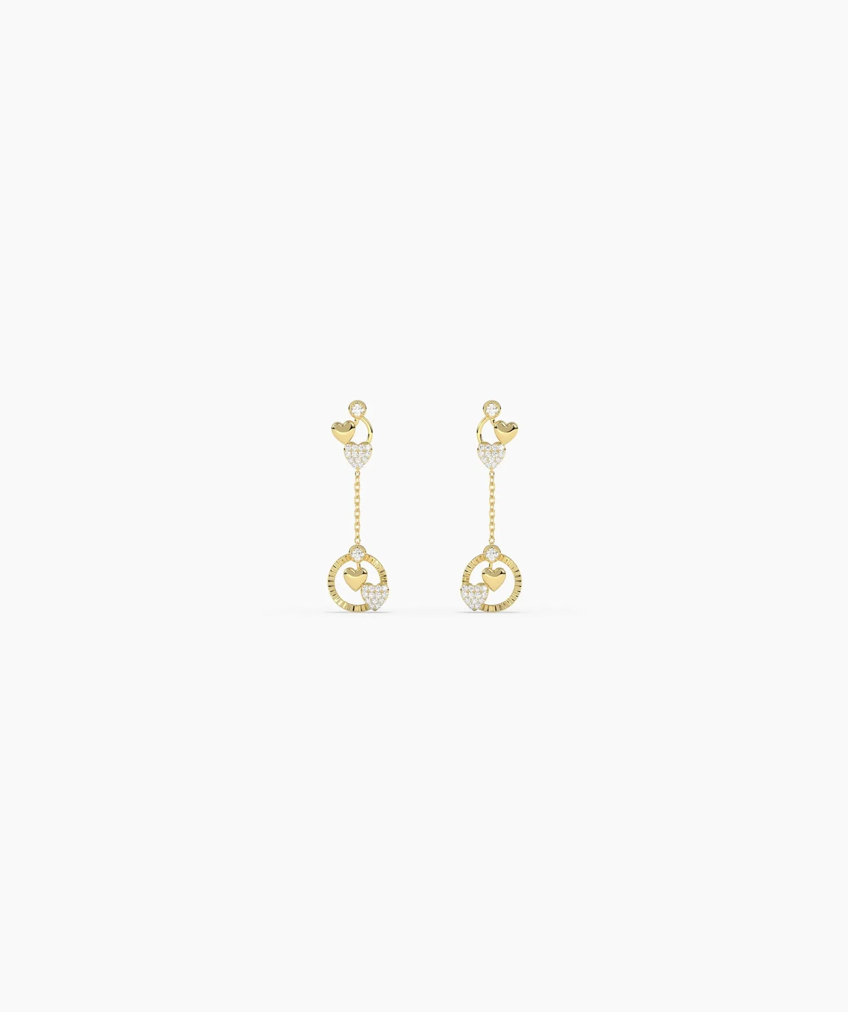 14K Gold Heart Charm Earrings