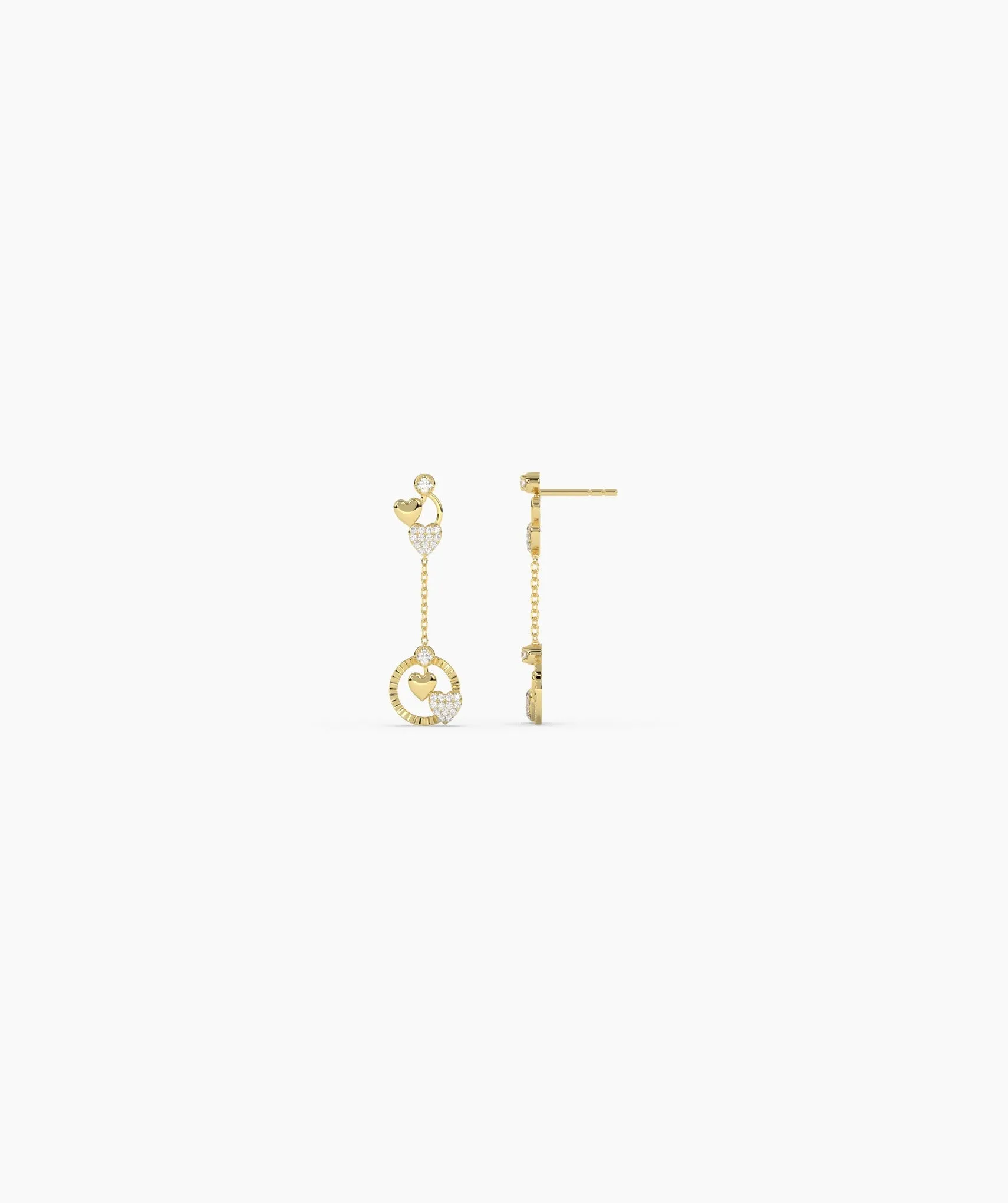 14K Gold Heart Charm Earrings