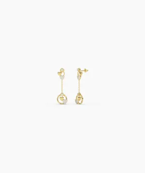14K Gold Heart Charm Earrings