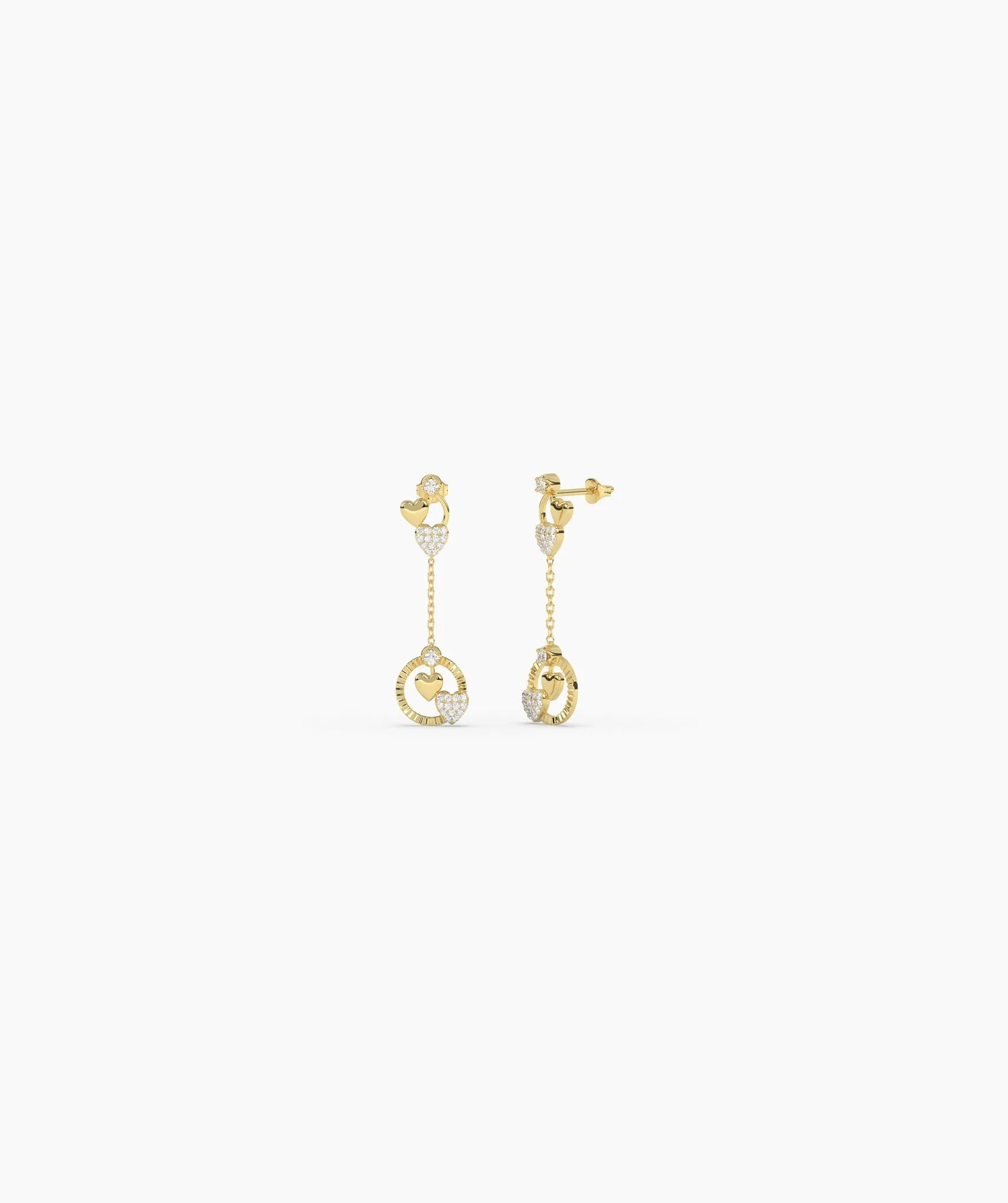 14K Gold Heart Charm Earrings