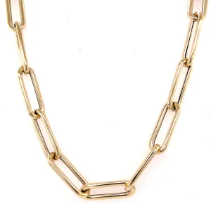 14K Gold Rounded Paperclip Necklace