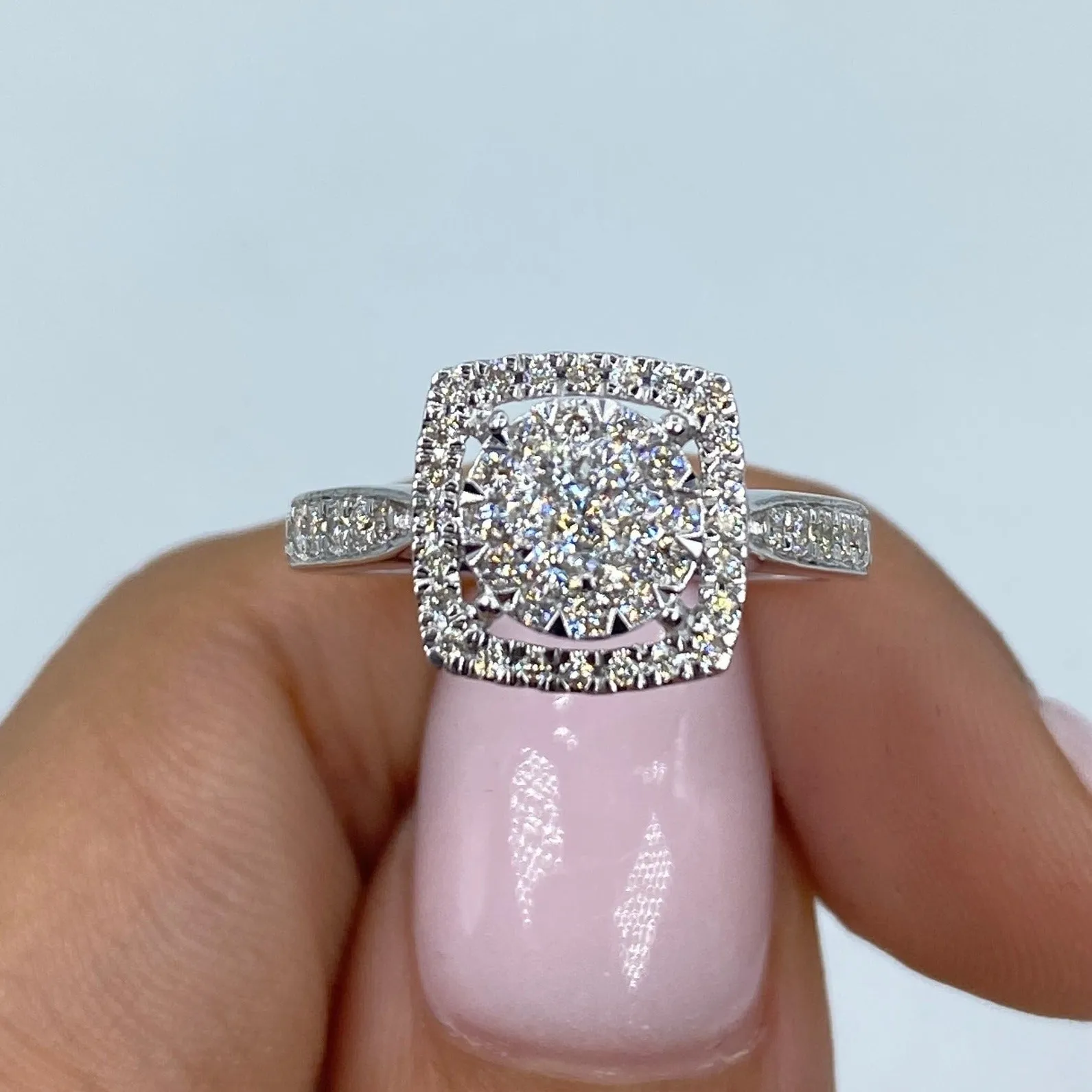 14K Primrose Circle Square Halo Diamond Ring