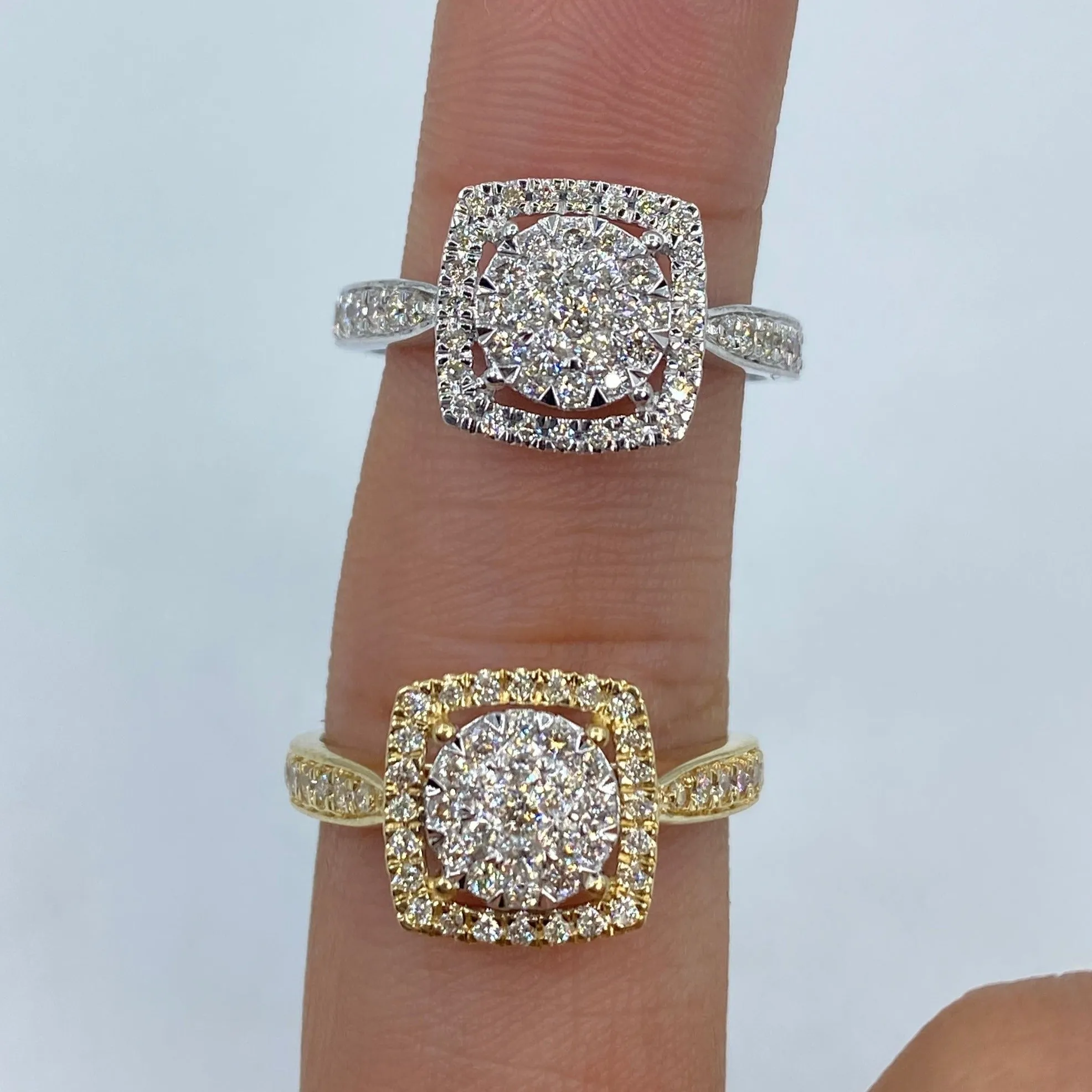 14K Primrose Circle Square Halo Diamond Ring