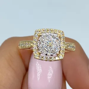 14K Primrose Circle Square Halo Diamond Ring